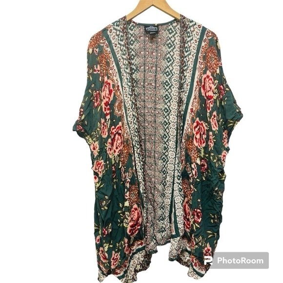 Angies Floral Printed Duster Kimono - Picture 2 of 10